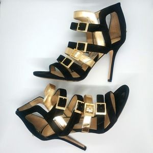 Jimmy Choo Bronx Sandal Suede & Metallic Leather